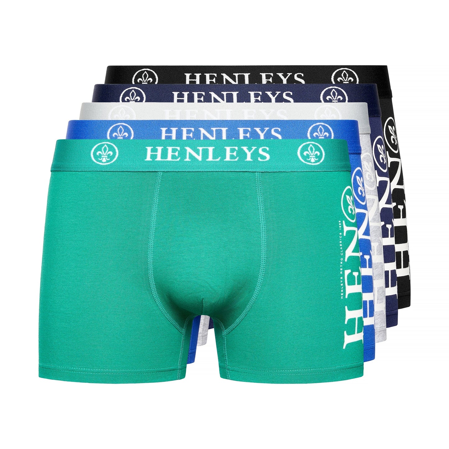 Multicoloured - Front - Henleys Mens Kelmack Marl Boxer Shorts (Pack of 5)