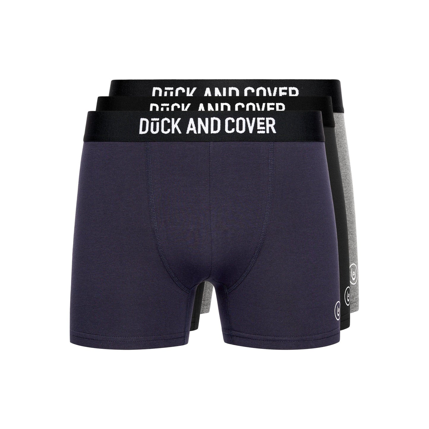 Navy-Black-Grey Marl - Front - Duck and Cover Mens Bronteen Boxer Shorts (Pack of 3)