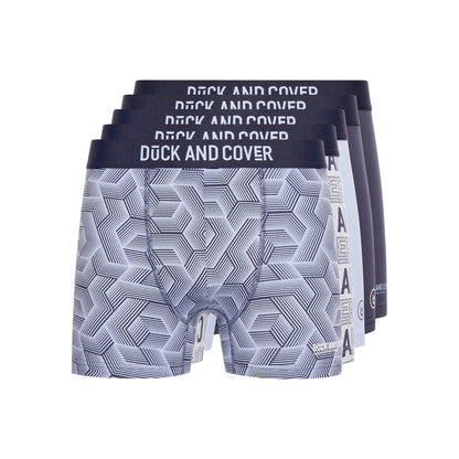 Multicoloured - Front - Duck and Cover Mens Quendle Boxer Shorts (Pack of 5)