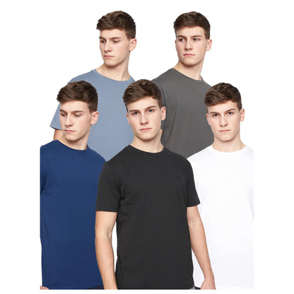 Blue-Black-Grey-White-Light Blue - Front - Bewley & Ritch Mens Bonucci T-Shirt (Pack of 5)