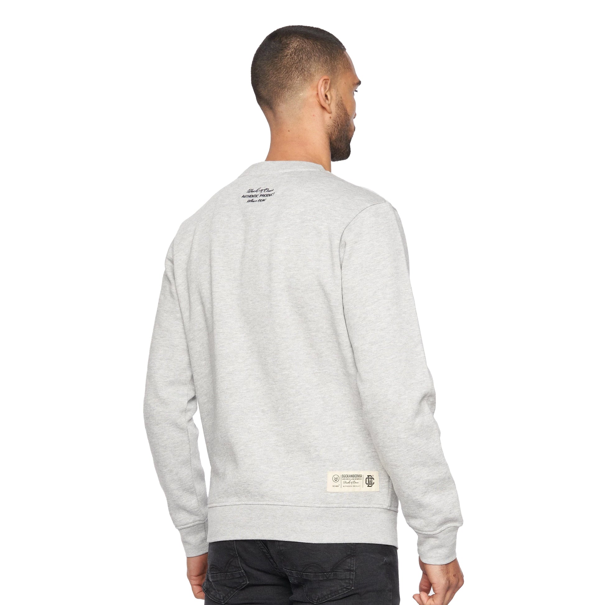 Grey Marl - Back - Duck and Cover Mens Keyaan Crew Neck Sweatshirt