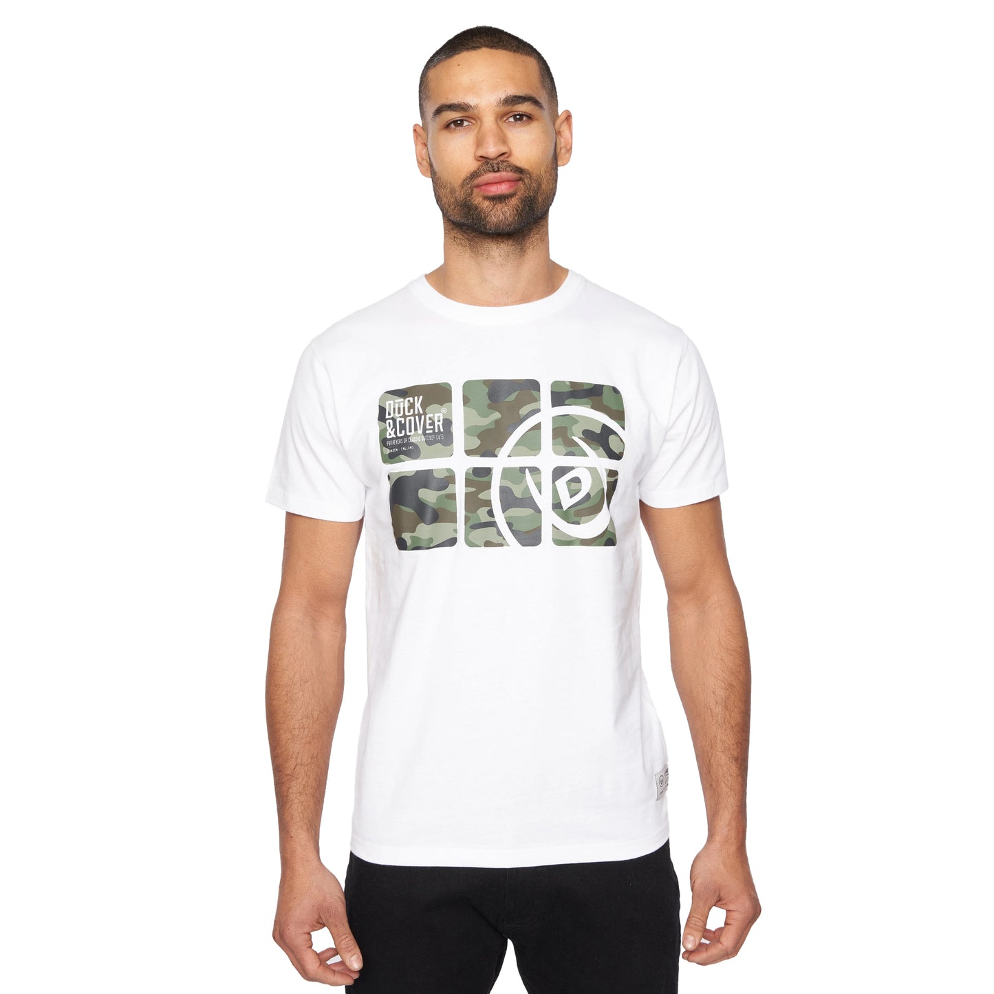 White - Front - Duck and Cover Mens Virgil T-Shirt