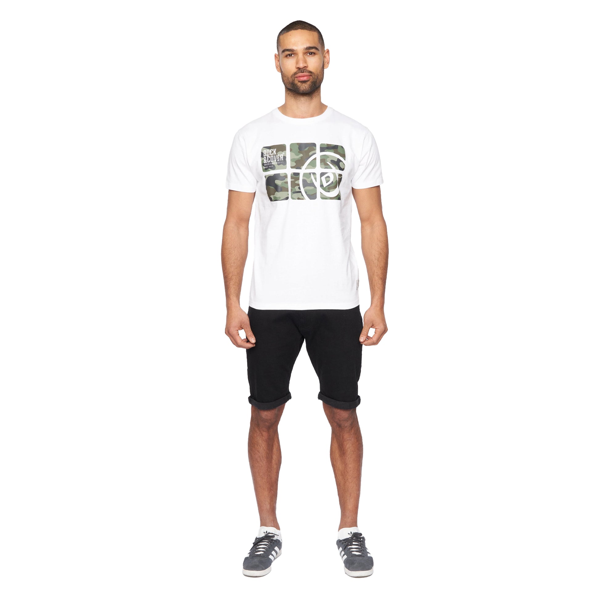 White - Side - Duck and Cover Mens Virgil T-Shirt