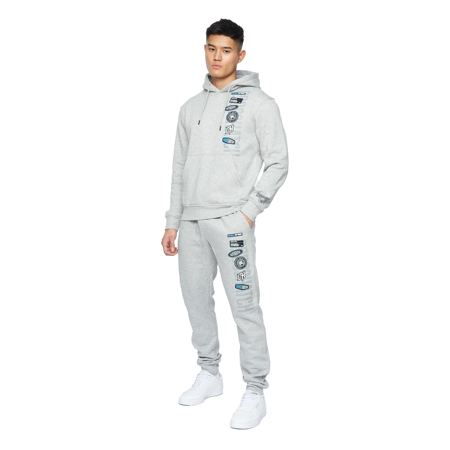 Light Grey Marl - Side - Crosshatch Mens Pepperhill Jogging Bottoms