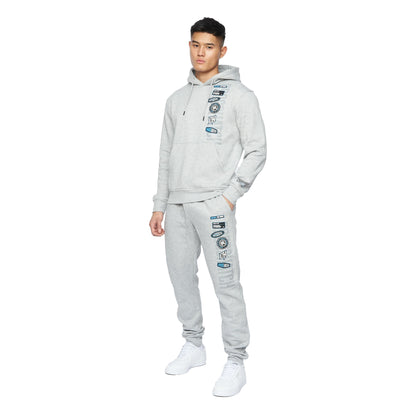 Light Grey Marl - Side - Crosshatch Mens Pepperhill Jogging Bottoms