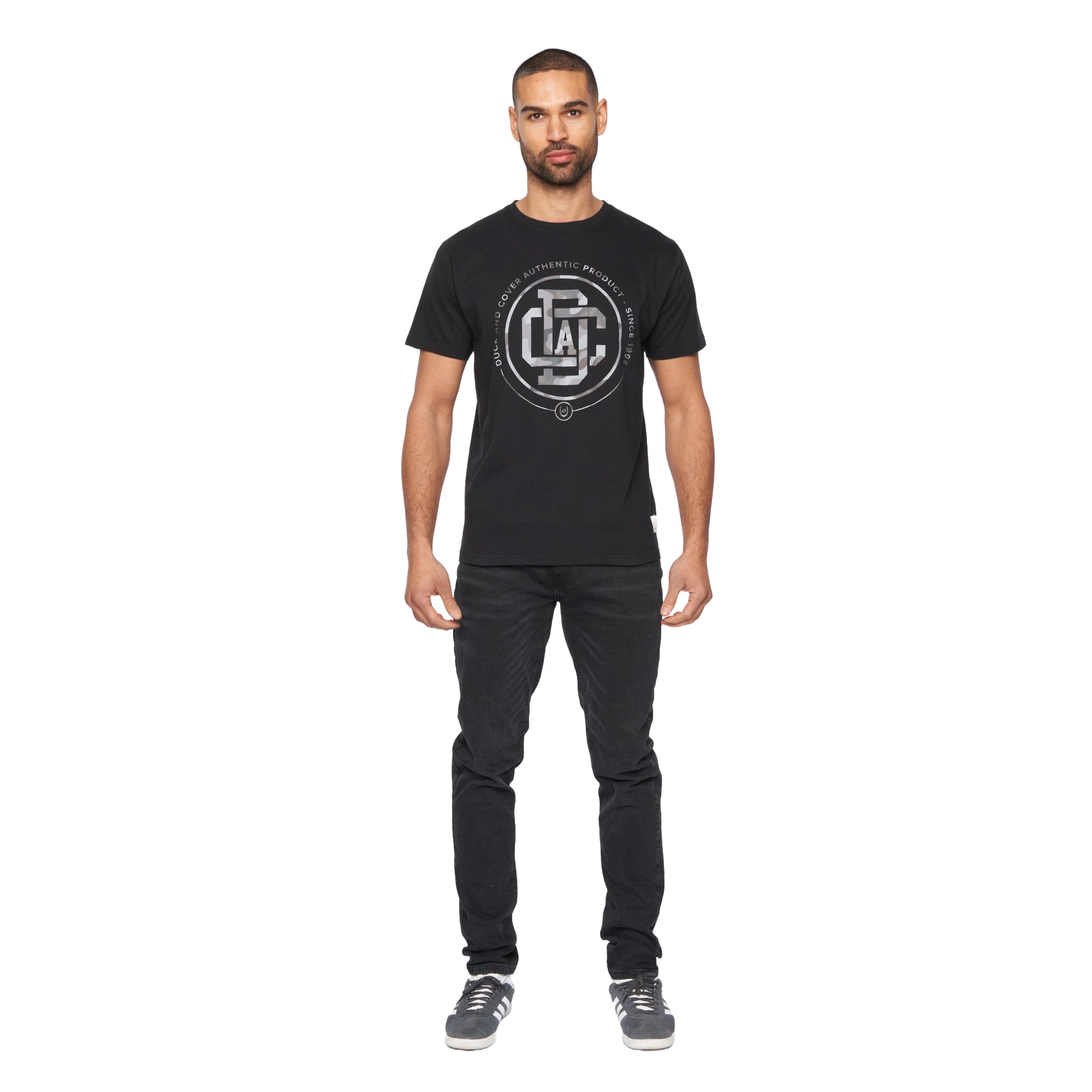 Black - Side - Duck and Cover Mens Lozano T-Shirt