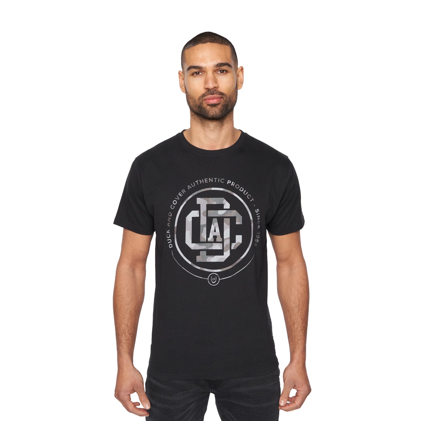 Black - Front - Duck and Cover Mens Lozano T-Shirt