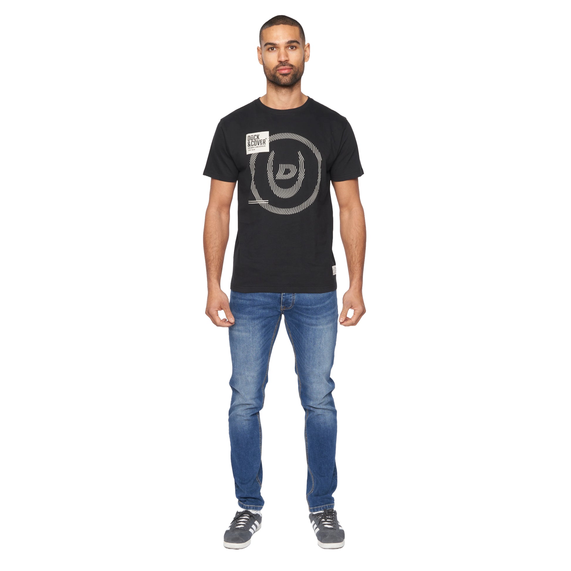 Black - Side - Duck and Cover Mens Sandoval T-Shirt