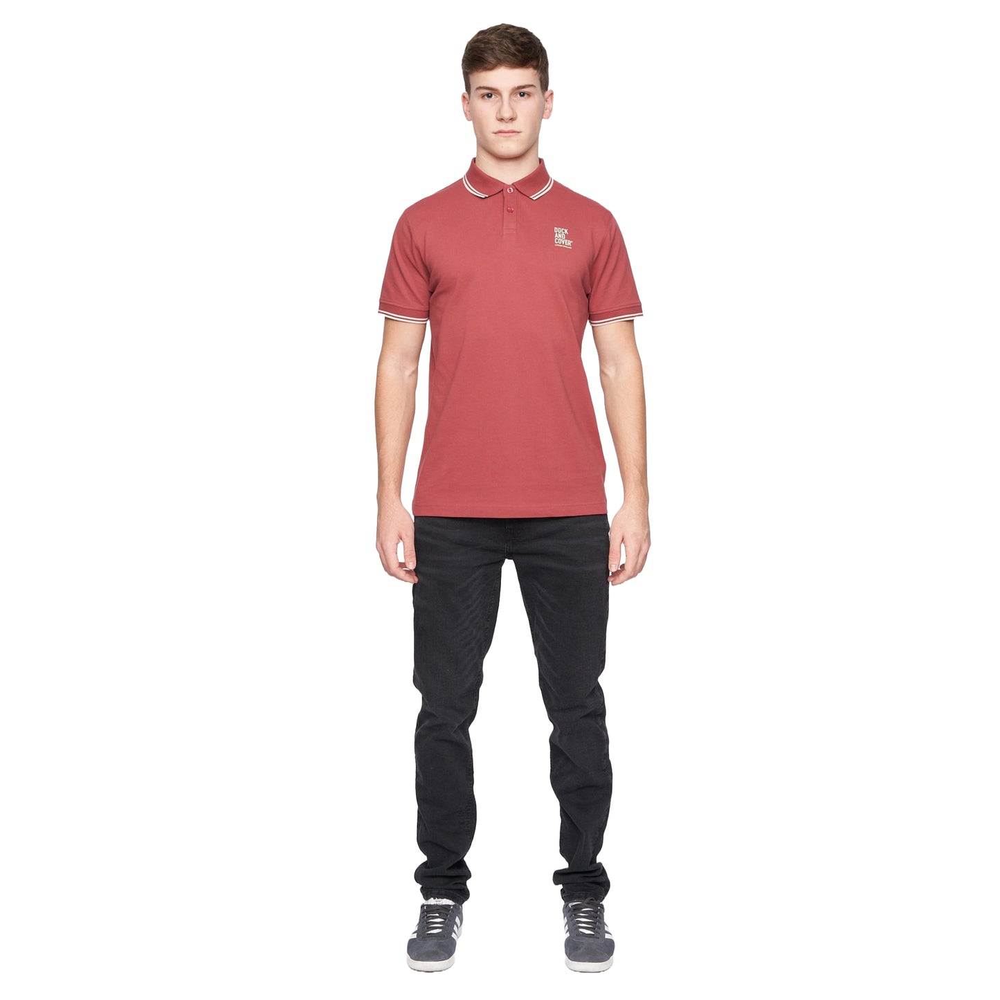 Red - Side - Duck and Cover Mens Sameer Polo Shirt