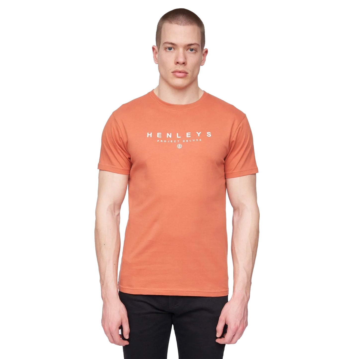Brick Red - Front - Henleys Mens Ninesix Logo T-Shirt