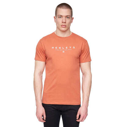 Brick Red - Front - Henleys Mens Ninesix Logo T-Shirt