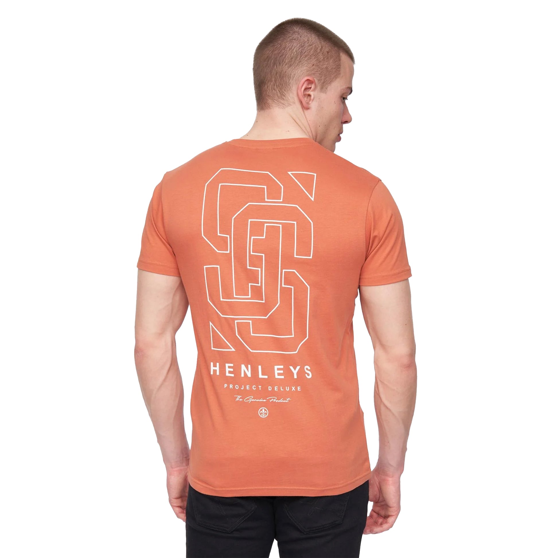 Brick Red - Back - Henleys Mens Ninesix Logo T-Shirt