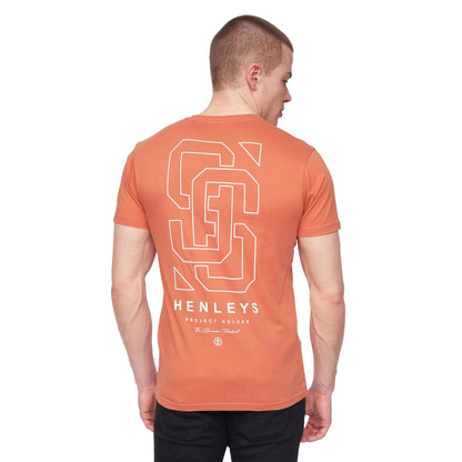 Brick Red - Back - Henleys Mens Ninesix Logo T-Shirt