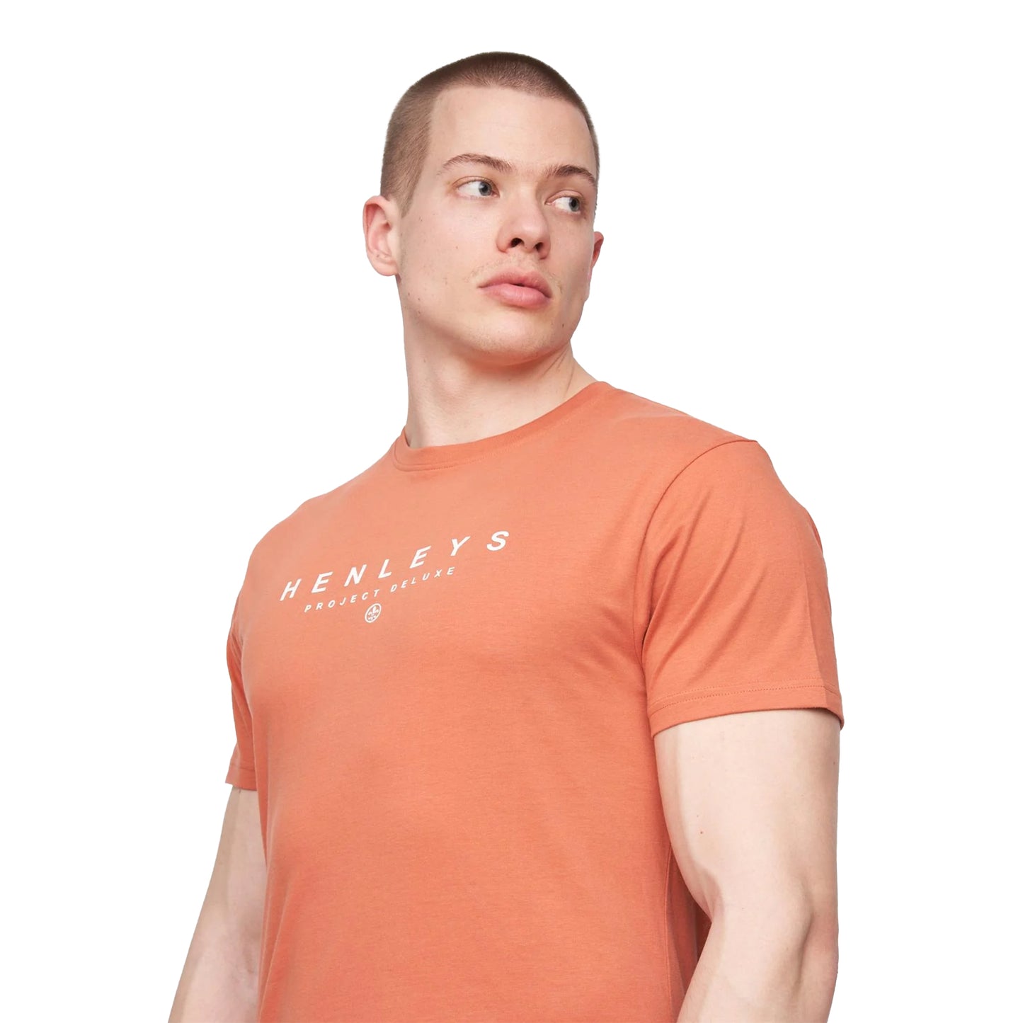Brick Red - Side - Henleys Mens Ninesix Logo T-Shirt