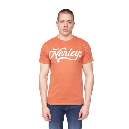 Brick Red - Front - Henleys Mens Scripthen Logo T-Shirt