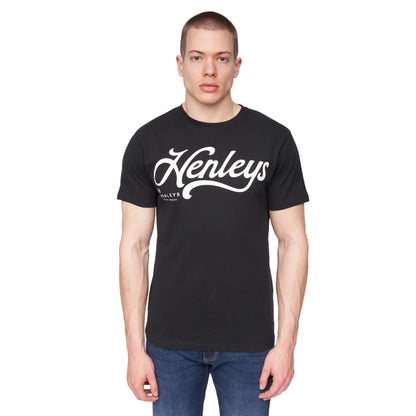 Black - Front - Henleys Mens Scripthen Logo T-Shirt