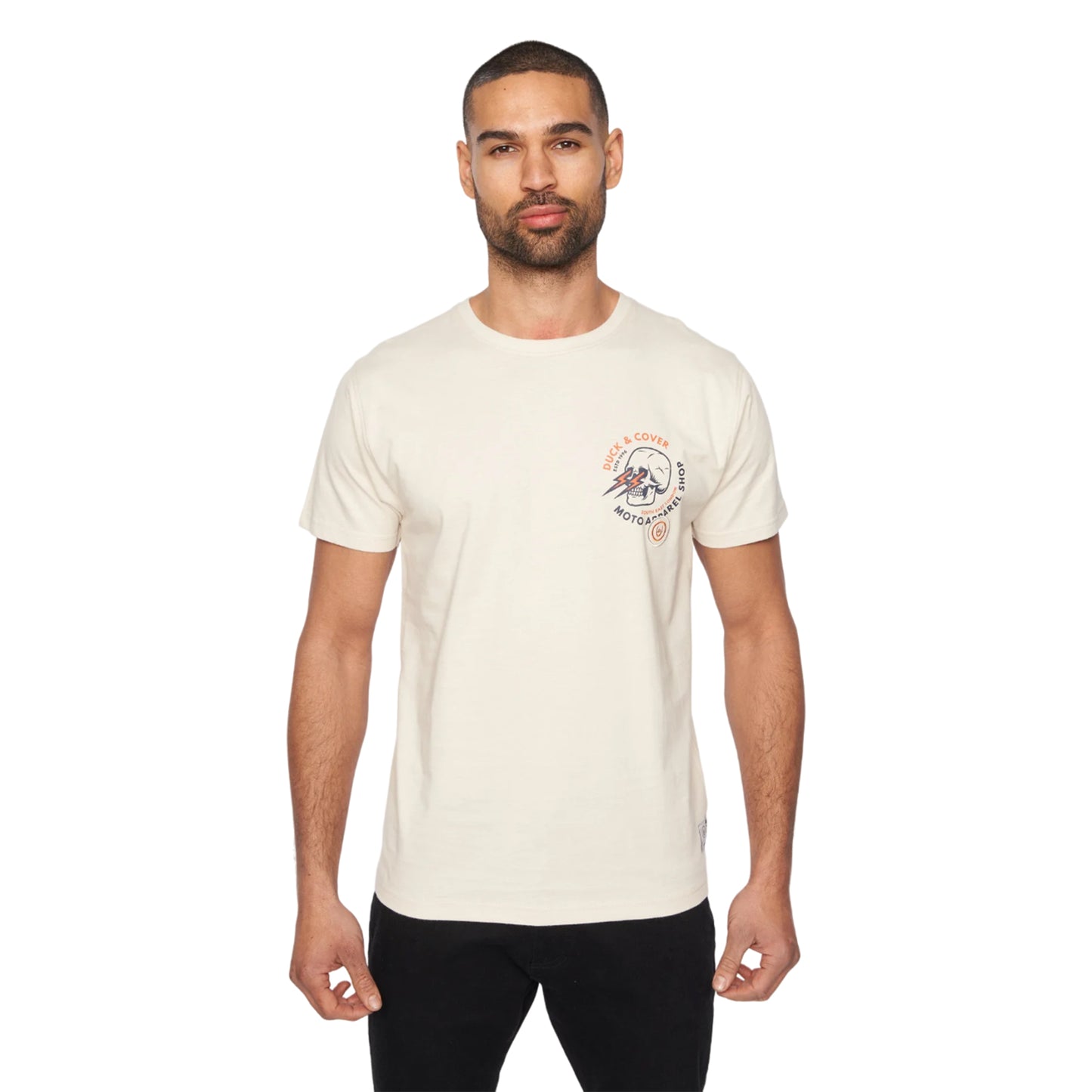 Off White - Front - Duck and Cover Mens Blevins T-Shirt