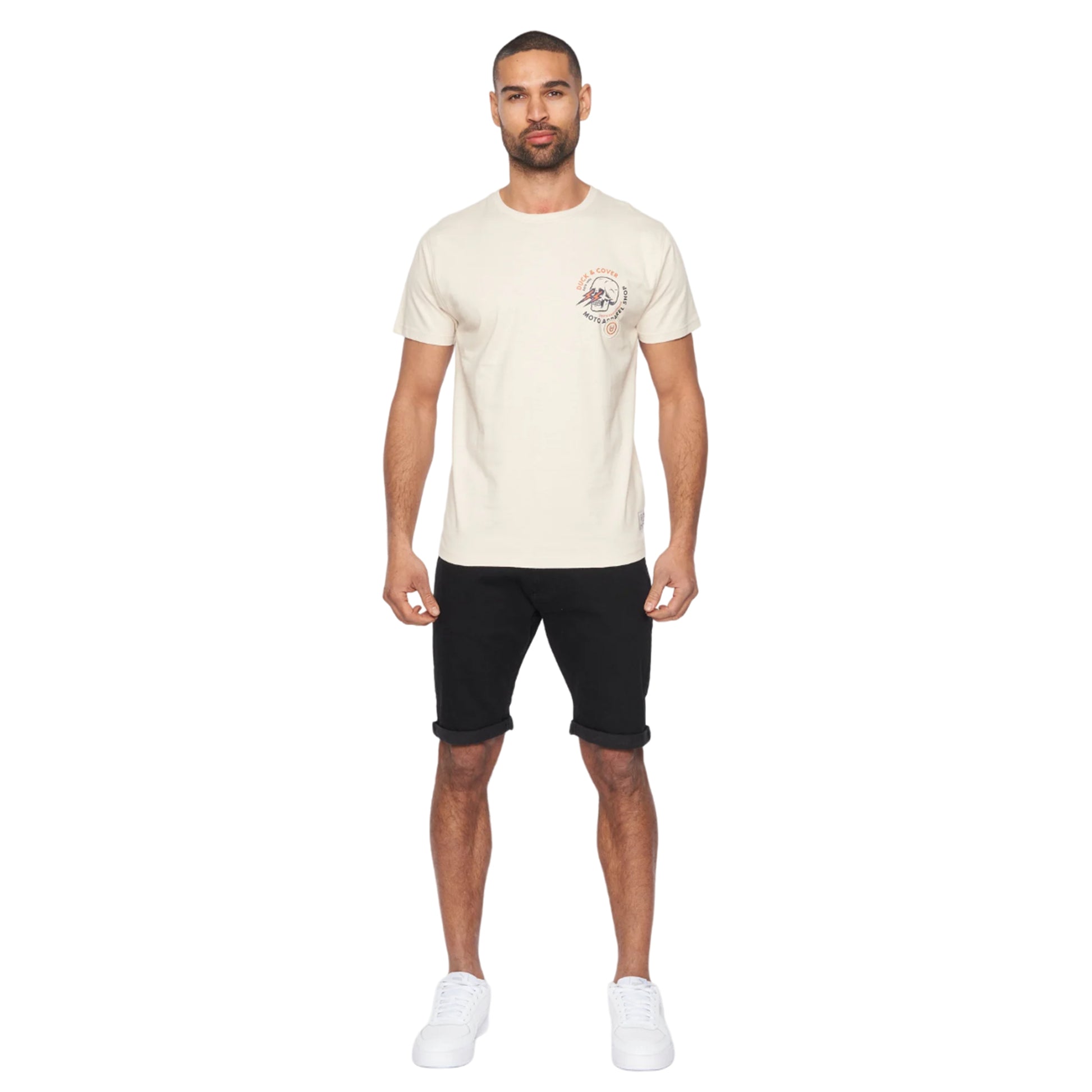 Off White - Side - Duck and Cover Mens Blevins T-Shirt