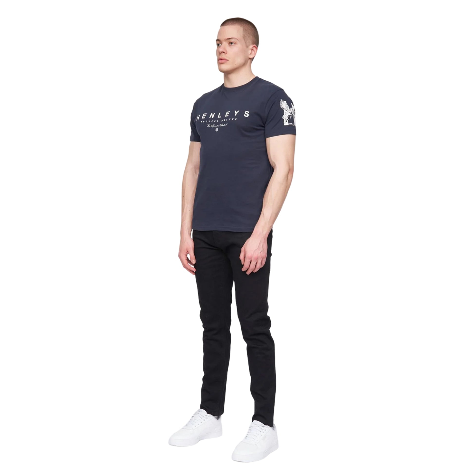 Navy - Side - Henleys Mens Hentyme T-Shirt