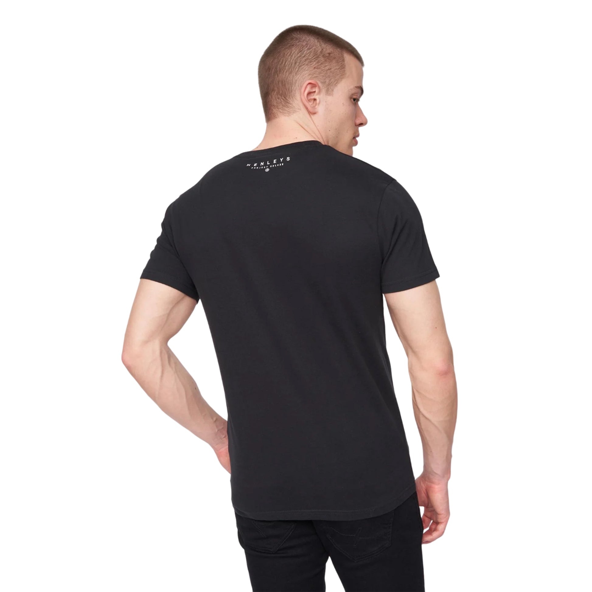 Black - Back - Henleys Mens Colhen Logo T-Shirt