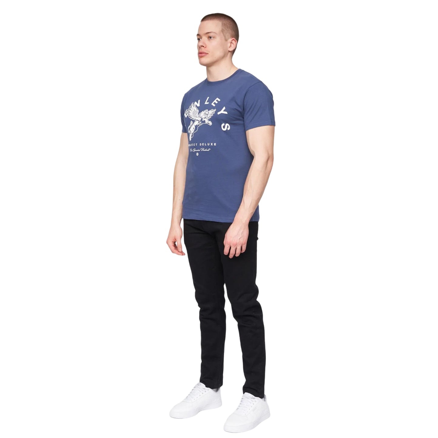 Deep Blue - Side - Henleys Mens Colhen Logo T-Shirt