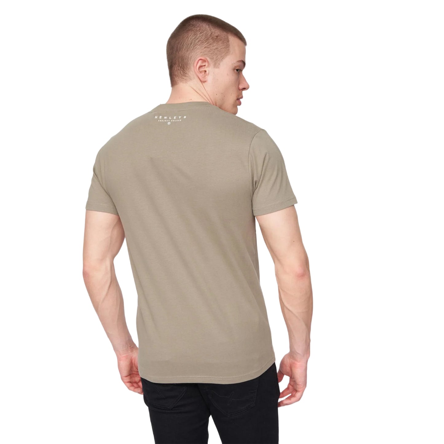Dusty Olive - Back - Henleys Mens Colhen Logo T-Shirt