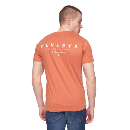 Brick Red - Back - Henleys Mens Metafone Logo T-Shirt