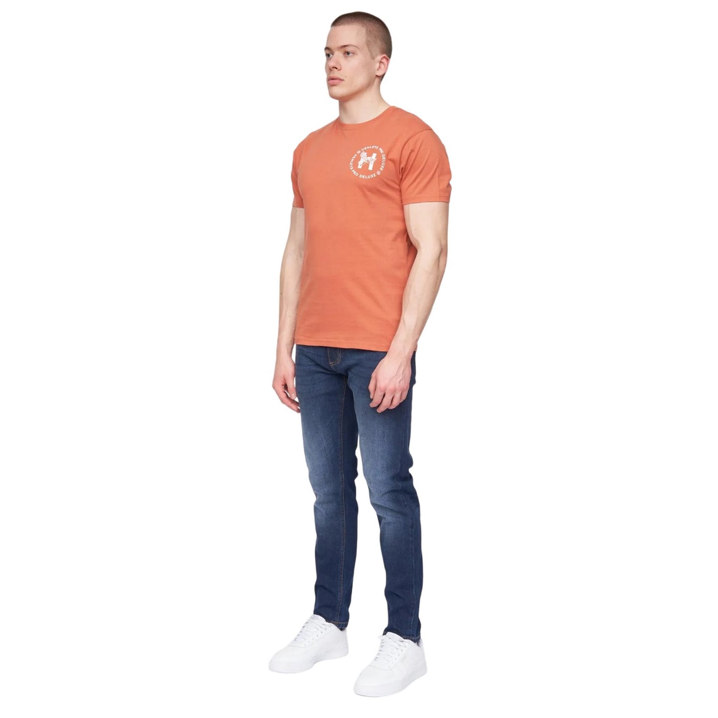 Brick Red - Side - Henleys Mens Metafone Logo T-Shirt