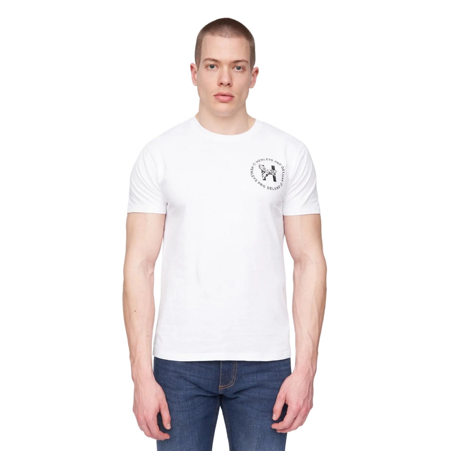 White - Front - Henleys Mens Metafone Logo T-Shirt