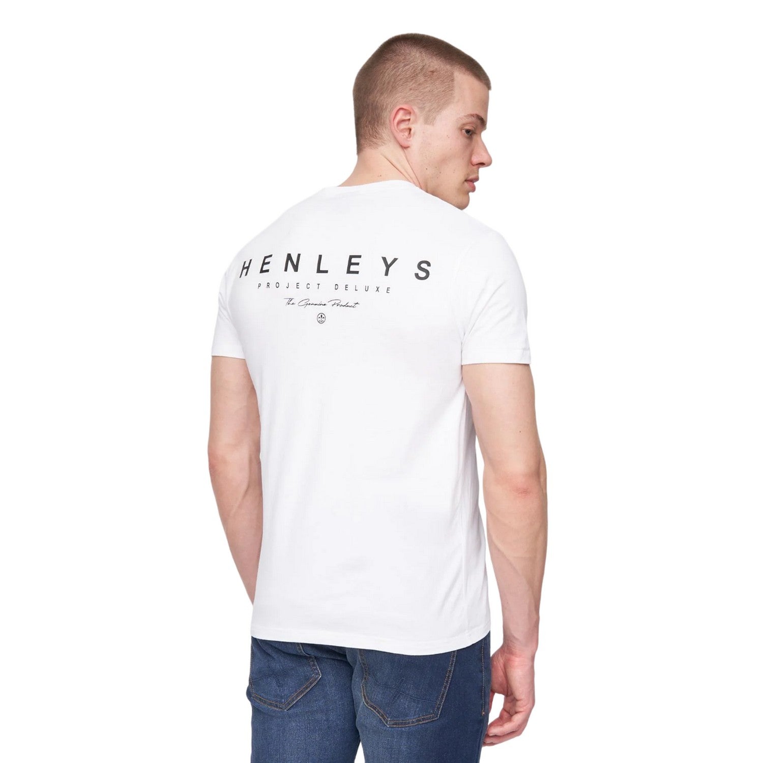 White - Back - Henleys Mens Metafone Logo T-Shirt