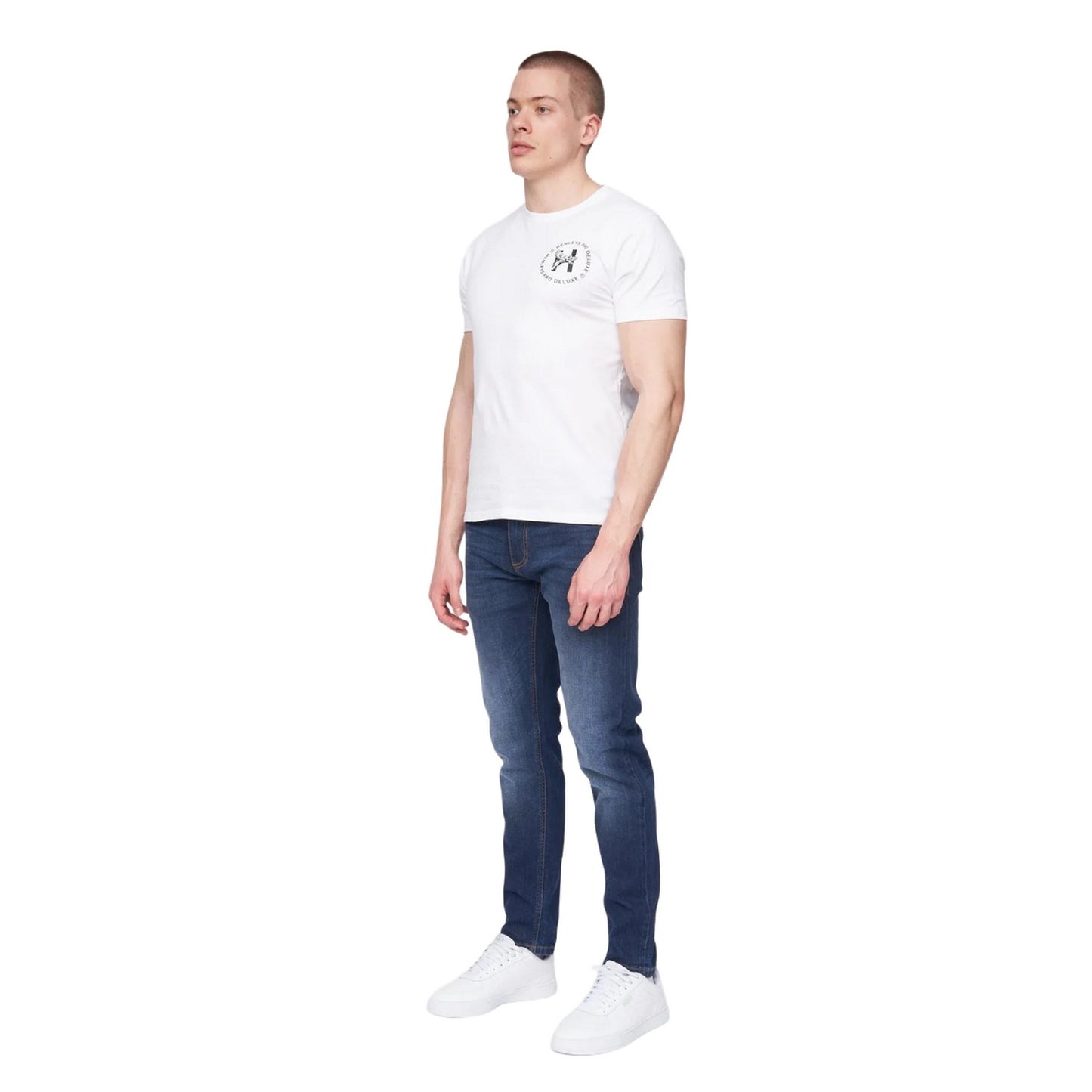 White - Side - Henleys Mens Metafone Logo T-Shirt