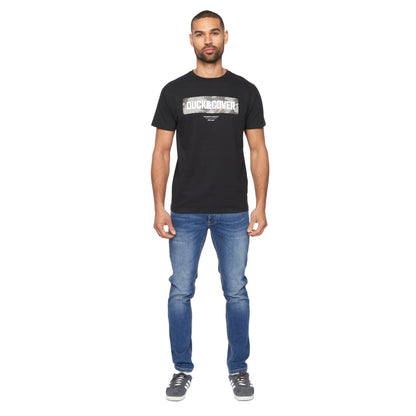 Black - Side - Duck and Cover Mens Davilo T-Shirt