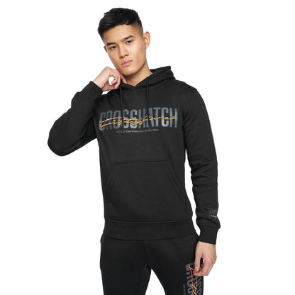 Black - Front - Crosshatch Mens Gooch Logo Hoodie