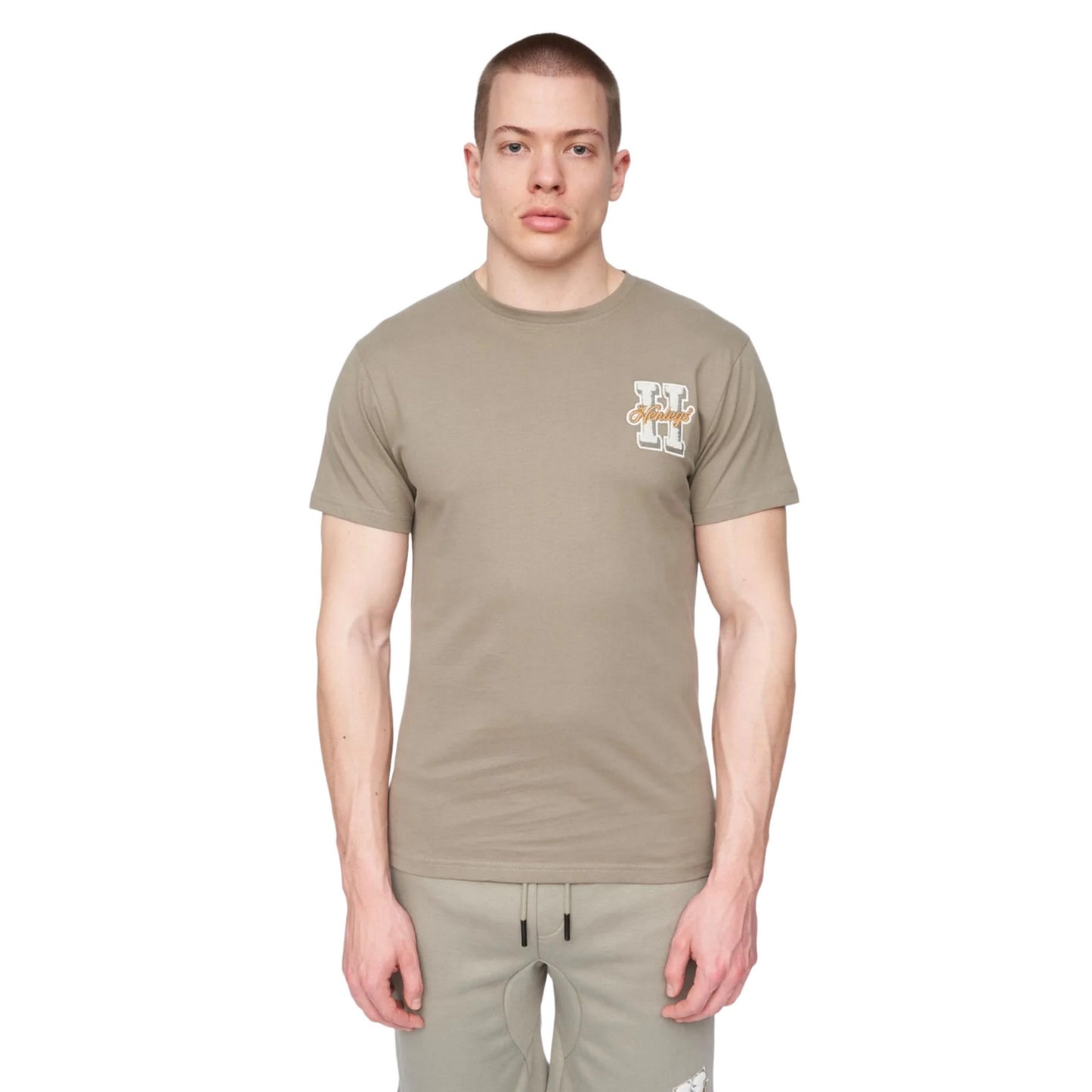 Dusky Olive - Front - Henleys Mens Aitchen Logo T-Shirt
