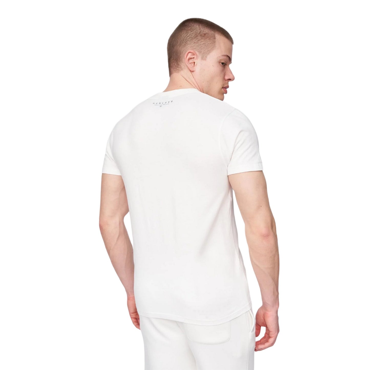 Off White - Back - Henleys Mens Aitchen Logo T-Shirt