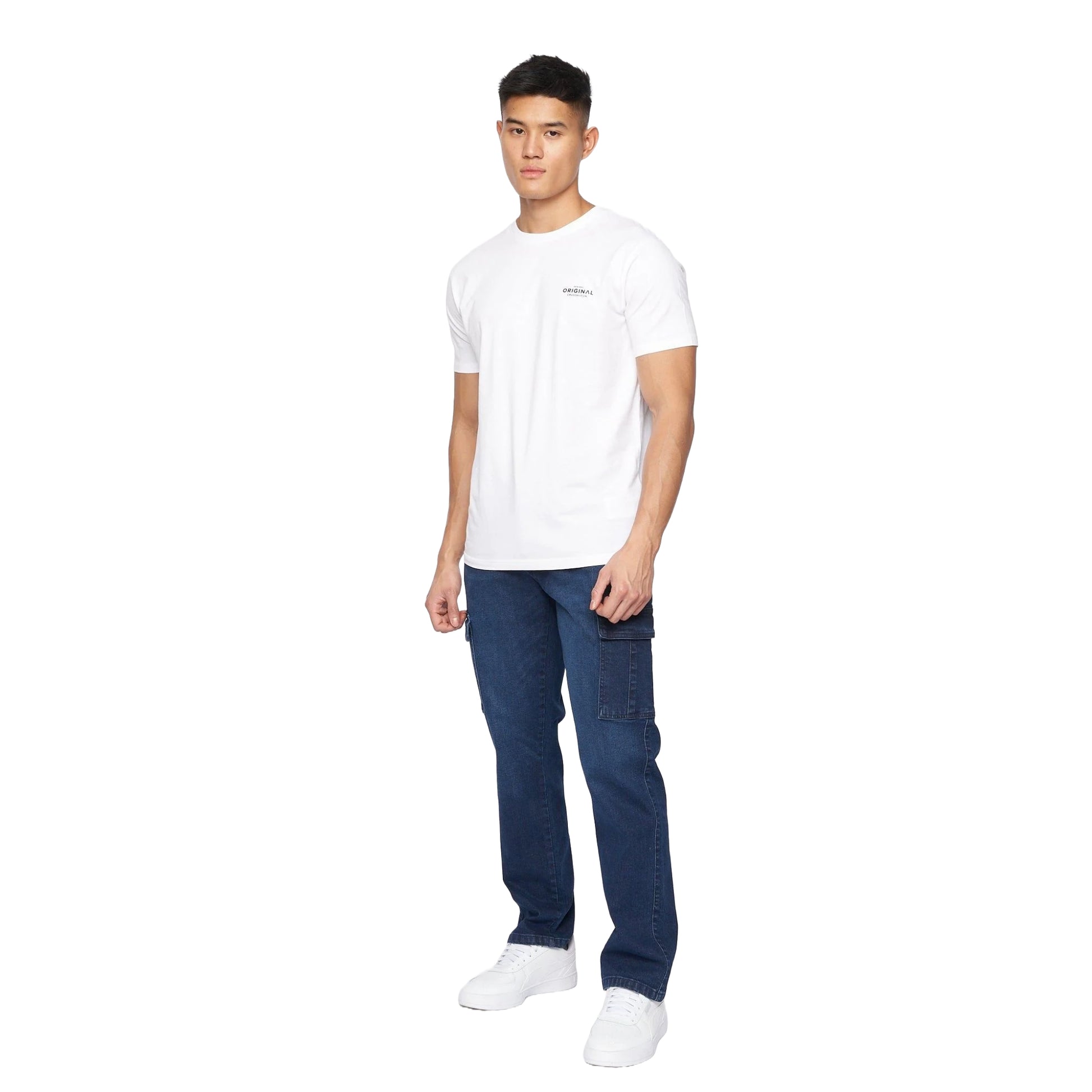 Dark Wash - Side - Crosshatch Mens Kremtap Cargo Jeans