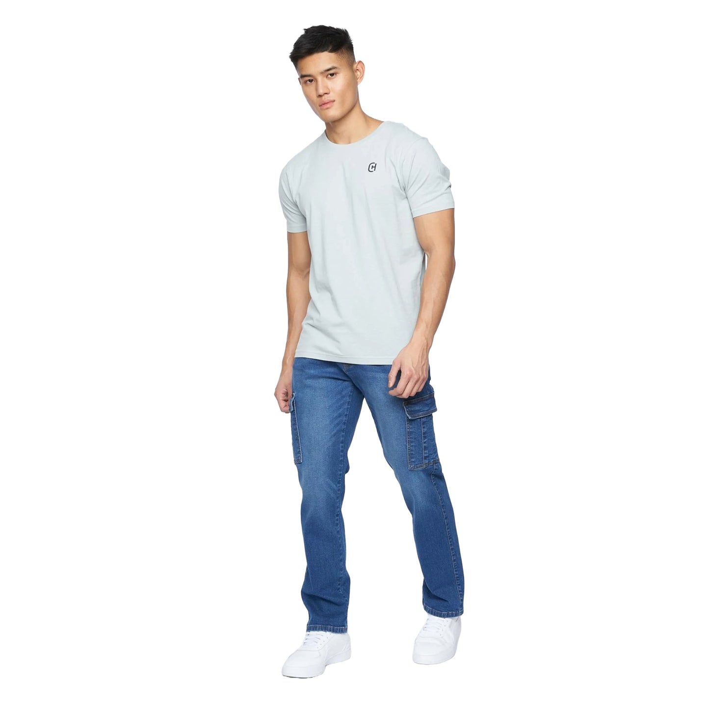 Stone Wash - Side - Crosshatch Mens Kremtap Cargo Jeans