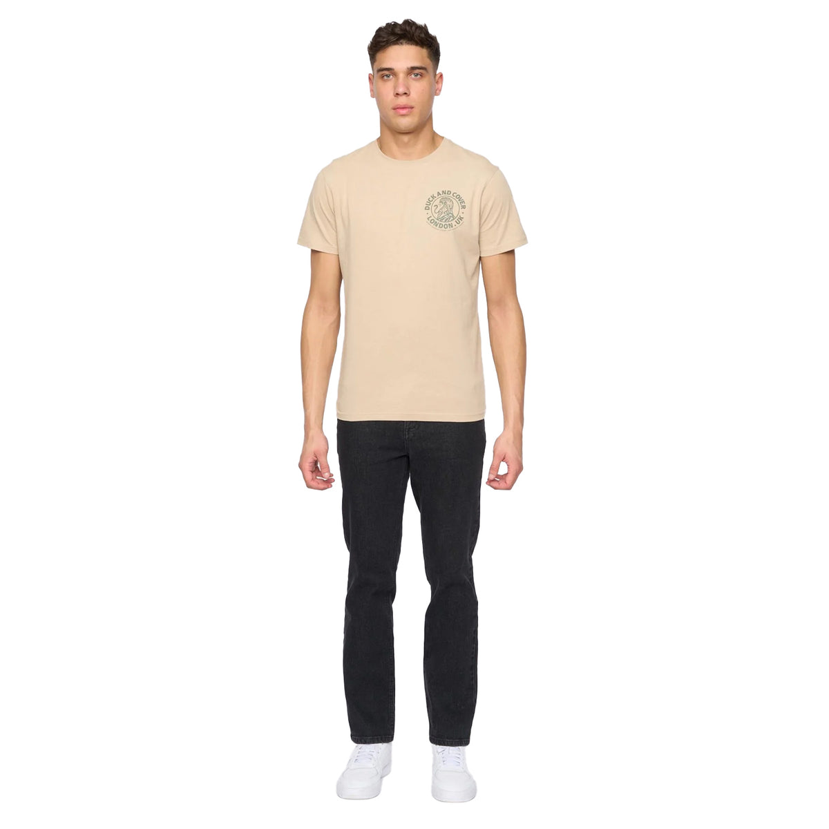 Black - Side - Duck And Cover Mens Hydras Straight Leg Jeans