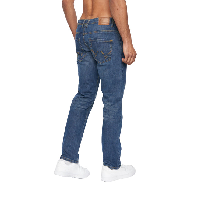 Mid Wash - Back - Duck and Cover Mens Hydras Straight Leg Jeans
