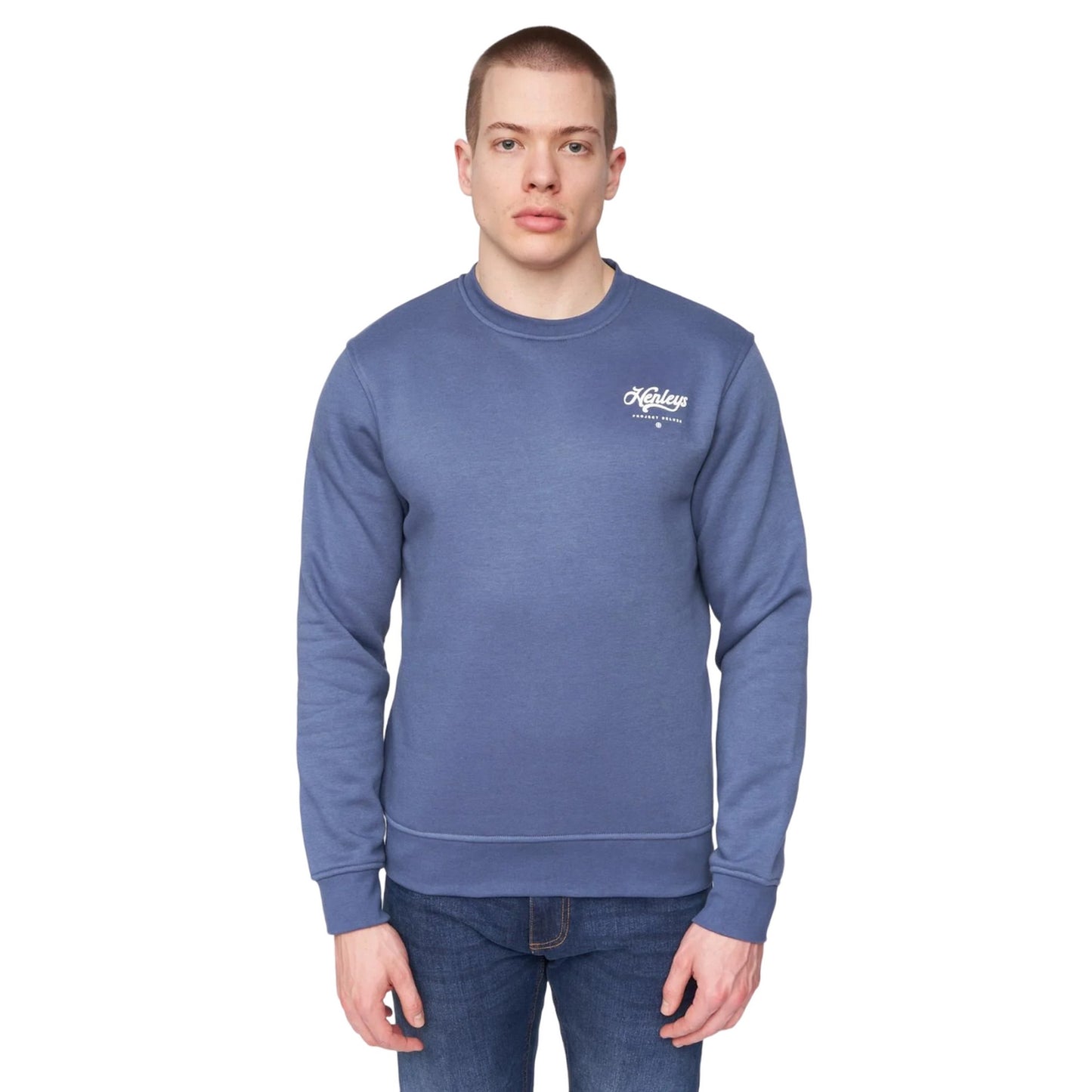 Deep Blue - Front - Henleys Mens Scripthen Crew Neck Sweatshirt