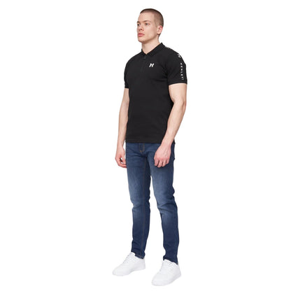 Black - Side - Henleys Mens Tapehen Polo Shirt