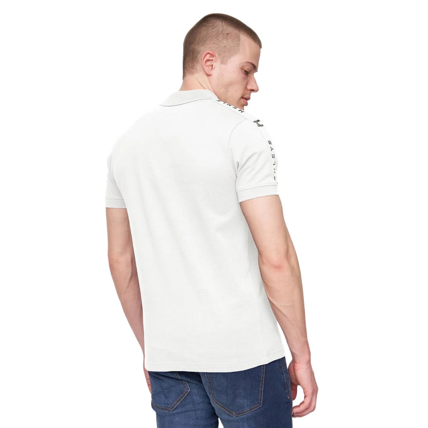 White - Back - Henleys Mens Tapehen Polo Shirt