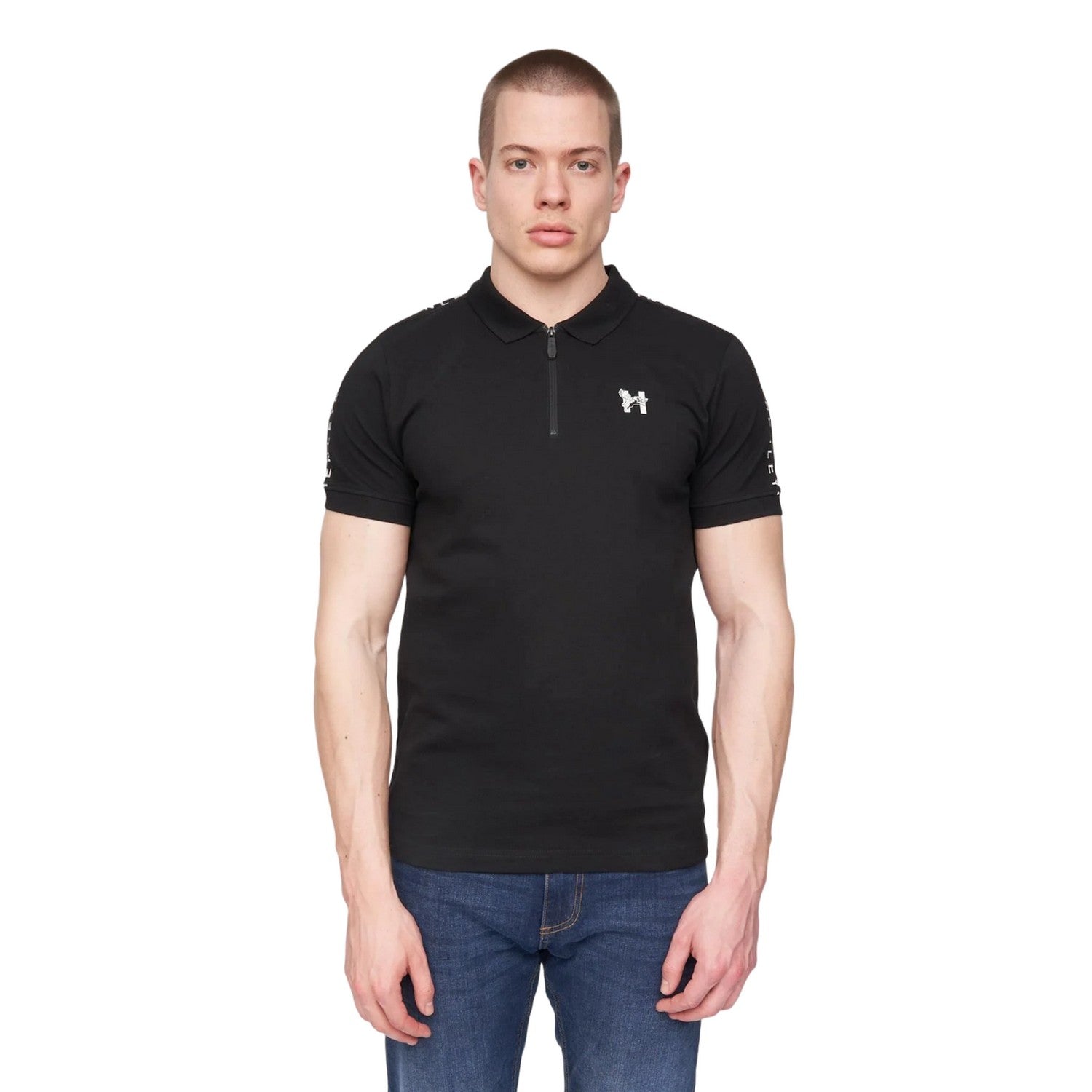 Black - Front - Henleys Mens Tapehen Polo Shirt