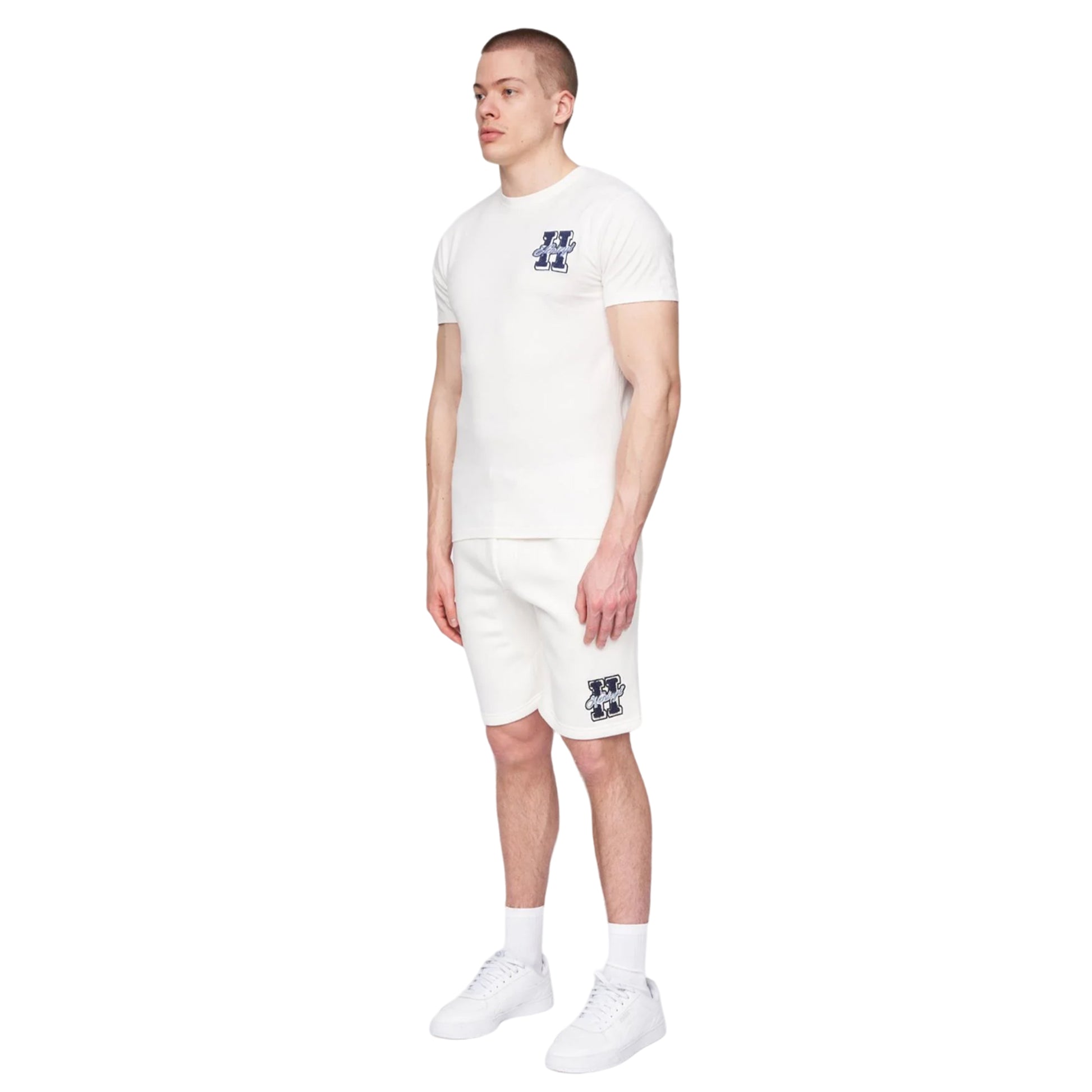 White - Side - Henleys Mens Aitchen Sweat Shorts
