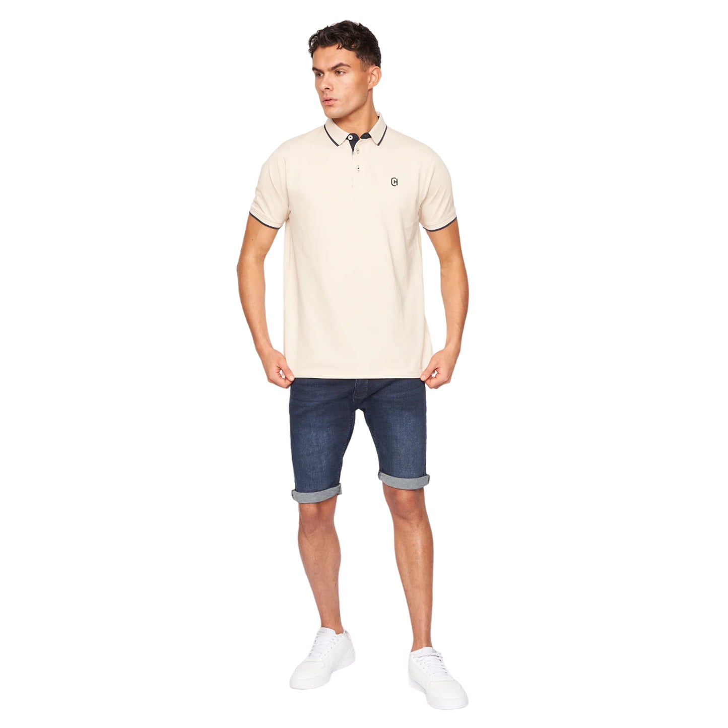 Off White - Side - Crosshatch Mens Mapouts Polo Shirt