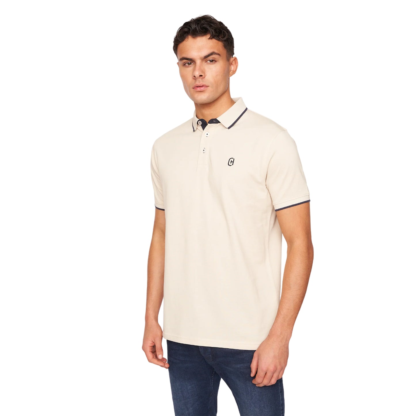 Off White - Front - Crosshatch Mens Mapouts Polo Shirt
