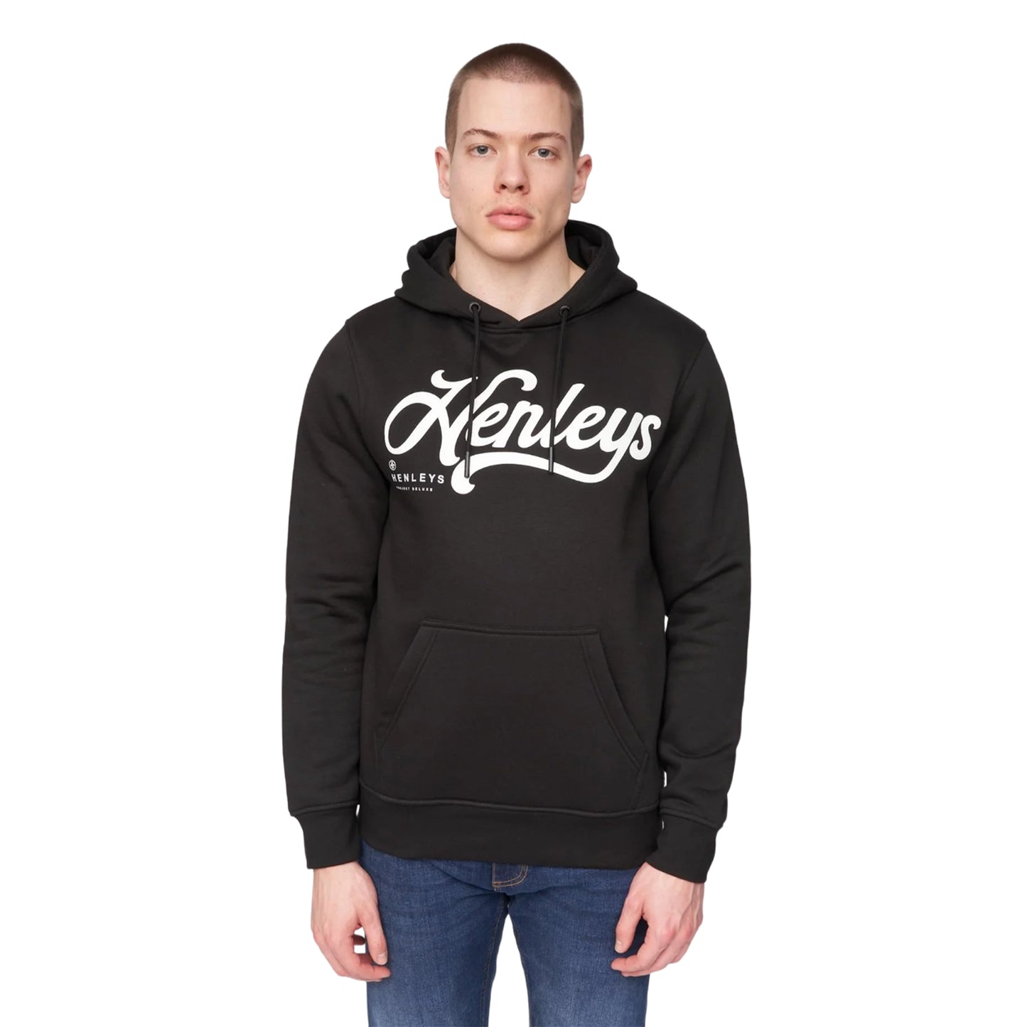 Black - Front - Henleys Mens Scripthen Hoodie