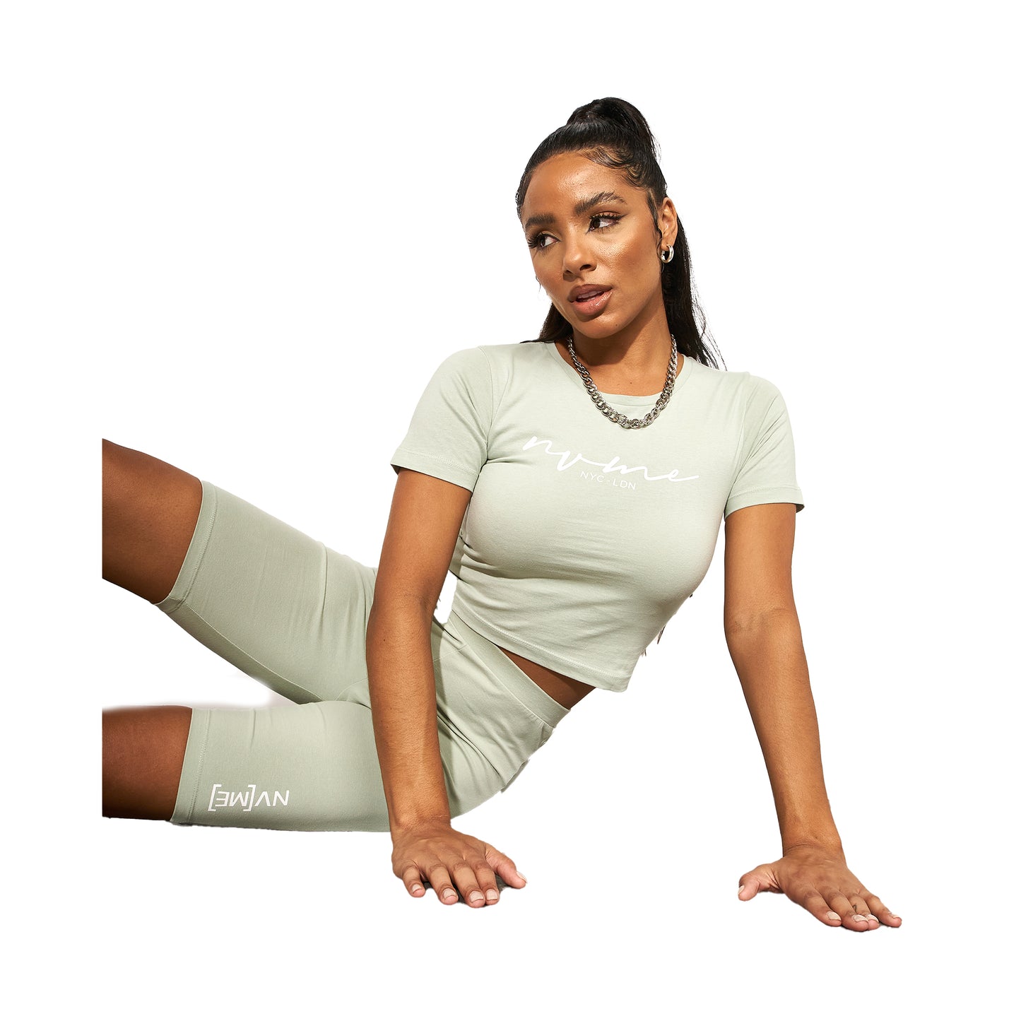 Sage - Side - NVME Womens-Ladies Karodar Cycling Shorts