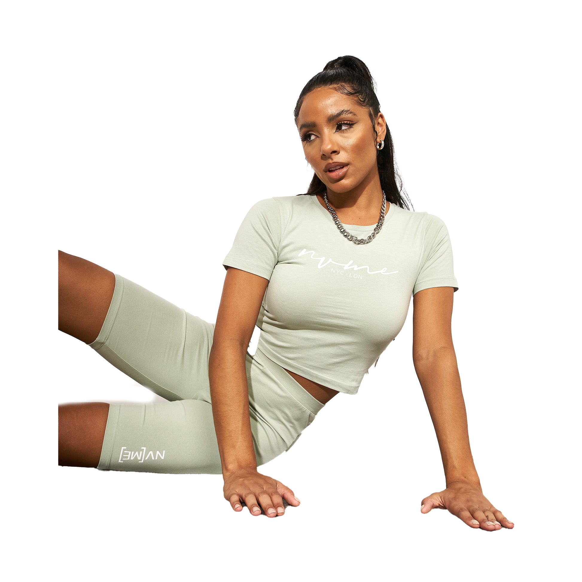 Sage - Side - NVME Womens-Ladies Karodar Cycling Shorts