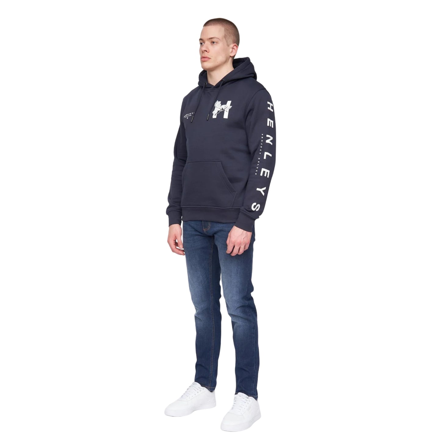 Navy - Side - Henleys Mens Kilhen Hoodie